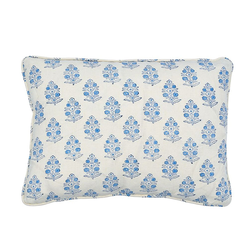 Aditi Hand Blocked Print Pillow, 12" x 16", Blue