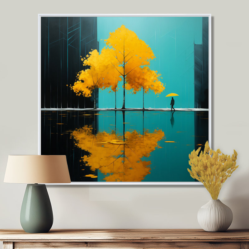 Dan - paysage abstrait, art mural, Toile encadrée flottée blanche, H 36 po x l 36 po x P 1,5 po