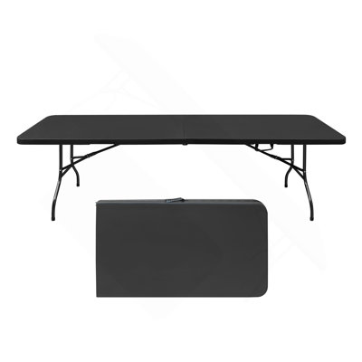 Table pliante 8 pi, table en plastique portative pour le camping, pique-niques, fêtes, table pliable à port élevé noir