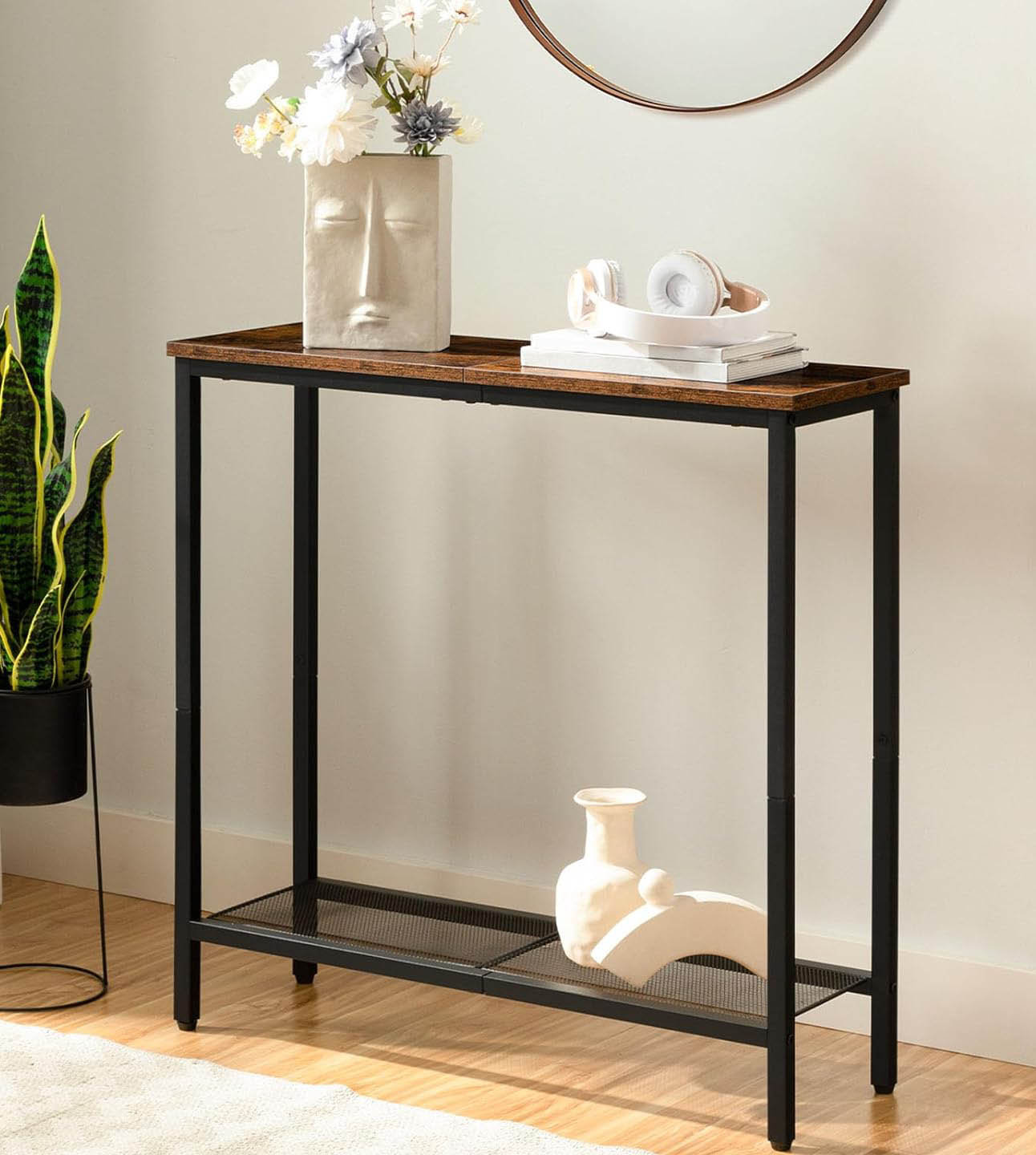 Trent Austin Design Slim Industrial Console Table With Storage For ...