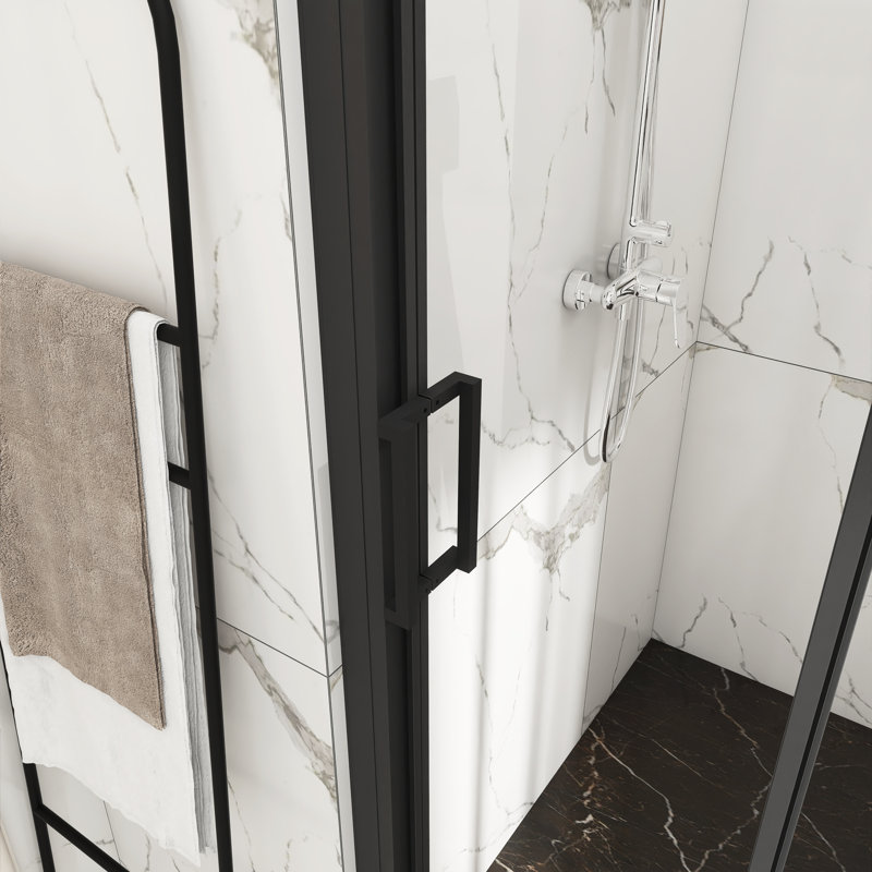 70" Matte Black Aluminum Semi-Frameless Sliding Shower Door