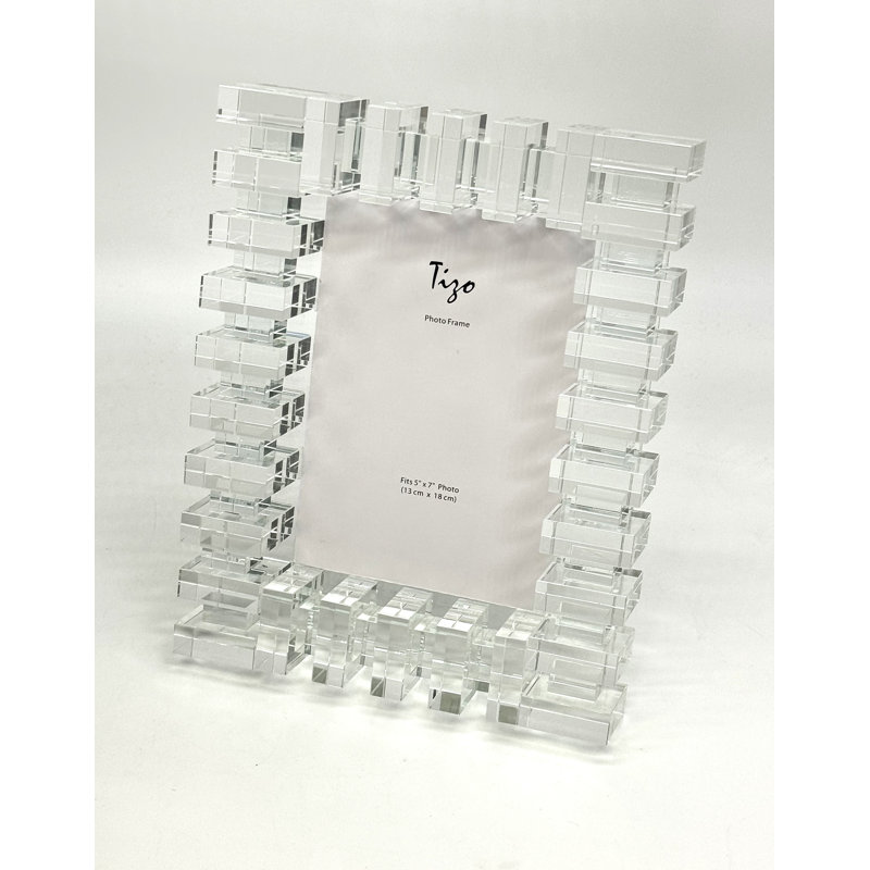 Crystal Glass Picture Frame, 5" W x 7" H