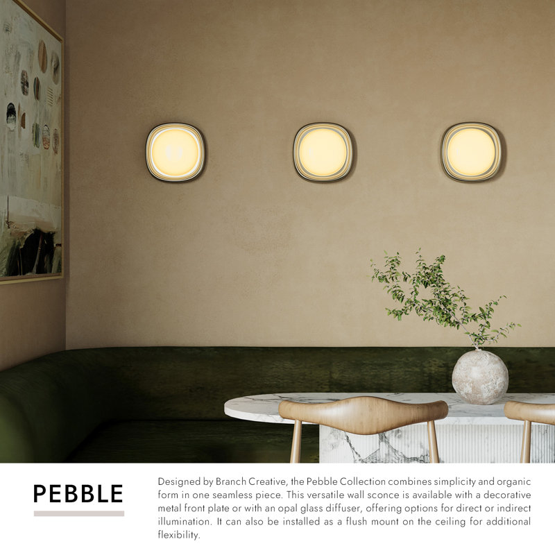 Pebble 8-in Silver dimmable LED Flush Mount, Brass