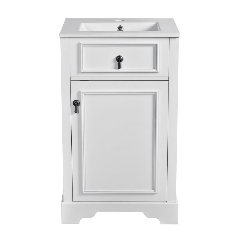 Meuble-lavabo 20 po avec comptoir en céramique, Blanc