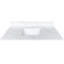 Comptoir de salle de bain 43 po en quartz, lavabo central encastré, 4 dosserets hauts, 3 trous de robinet pré-percés, teinture et chaleur, meuble-lavabo blanc de style moderne de luxe, américain simple