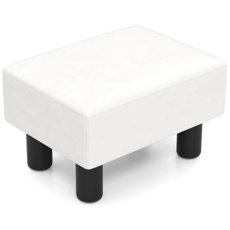 Stimpson Faux Leather Ottoman, White Faux Leather