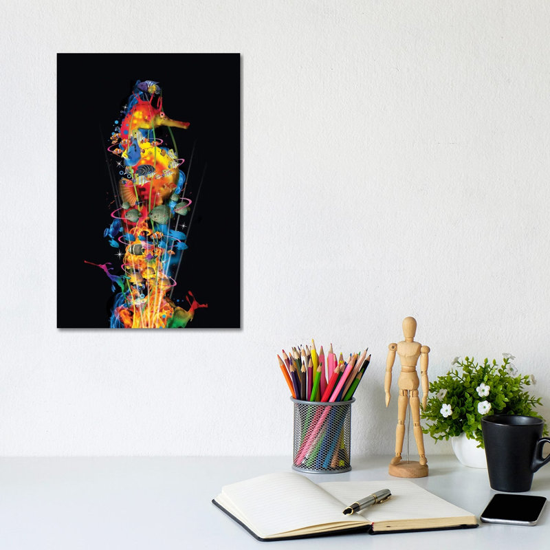 Seahorse With His Friends by David Loblaw - Wrapped Canvas Print, 20.32 cm H x 30.48 cm W