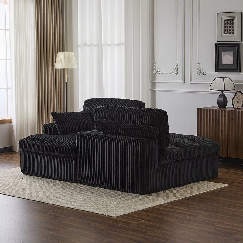 Double méridienne intérieure, canapé-lit rembourré surdimensionné pour l'intérieur, canapé-lit de luxe à assise profonde, causeuse modulaire, causeuse en velours côtelé pour le salon, aucun assemblage requis