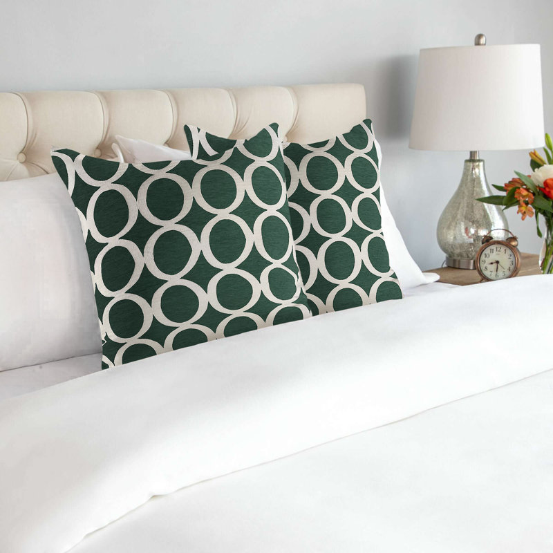 Broward Geometric Square Throw Cushion, Green/Cream
