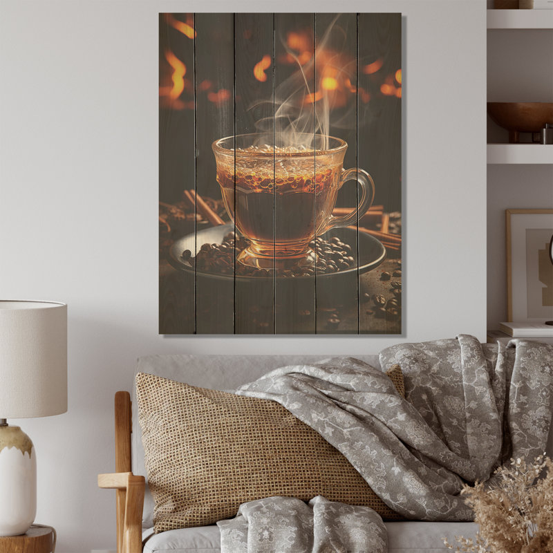«Cuba Aroma Coffee Harmony», art mural sur bois de paysage cubain sur bois de pin naturel, H 32 po x l 24 po