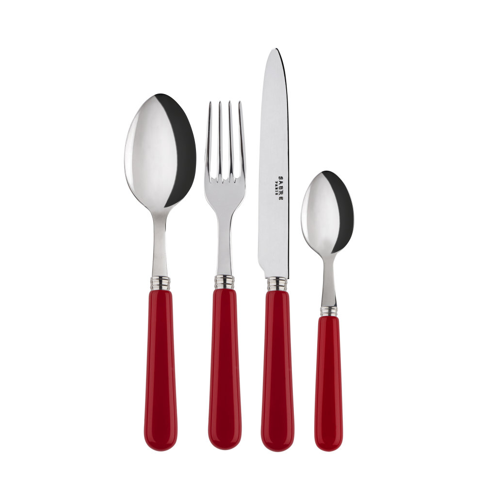 Sabre Paris 4-tlg. Besteckset Basic aus 18/10 Edelstahl Farbe: Burgunderrot