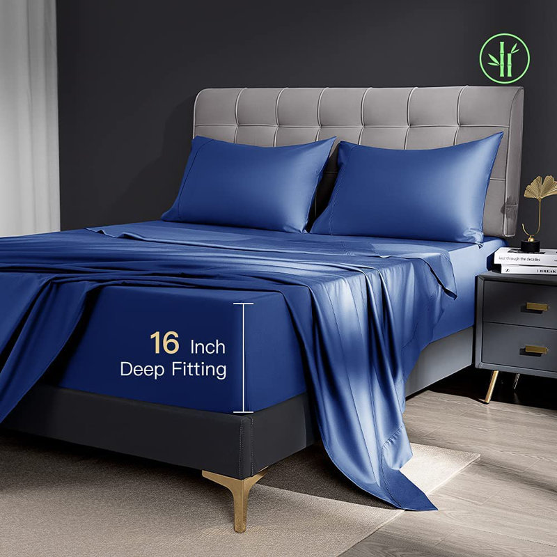 Silk Sheet Set, Navy Blue
