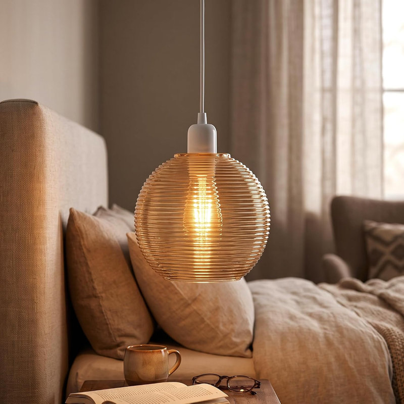 Glass Lamp Shade in Amber, Globe