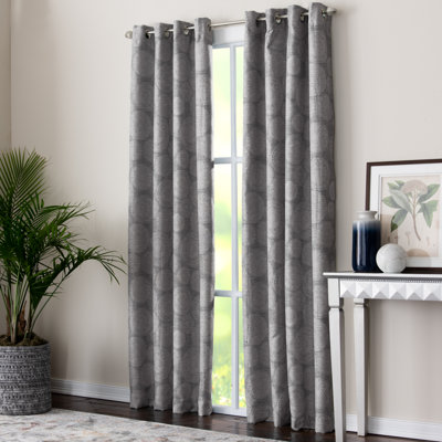 Hermbusche 100% Polyester Room Darkening Circle Print Curtain Panel with Grommet Top