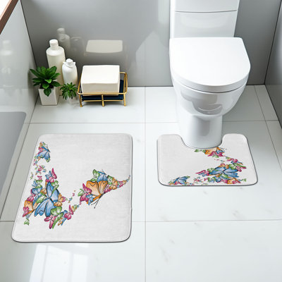  Ensemble de 2 tapis colorés pour salle de bain