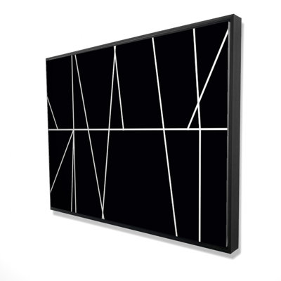 White Stripes On Black Background Print On Canvas