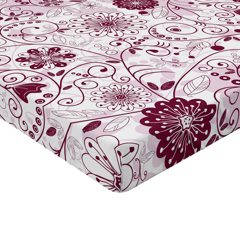 Drap-housse orange Ambesonne, Marron / floral rose, Drap-housse très grand californien