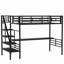 Structure de lit mezzanine en métal avec bureau, aucun sommier nécessaire, simple, noir