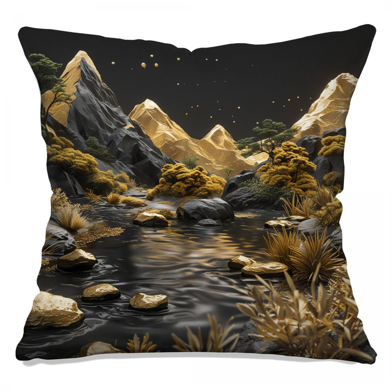 Golden Mountains Landscape Double Sided Throw Pillows, 20 x 20 inches