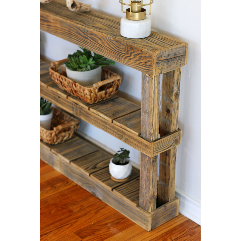 Natural Reclaimed Wood 60'' Three-Tier Console Table