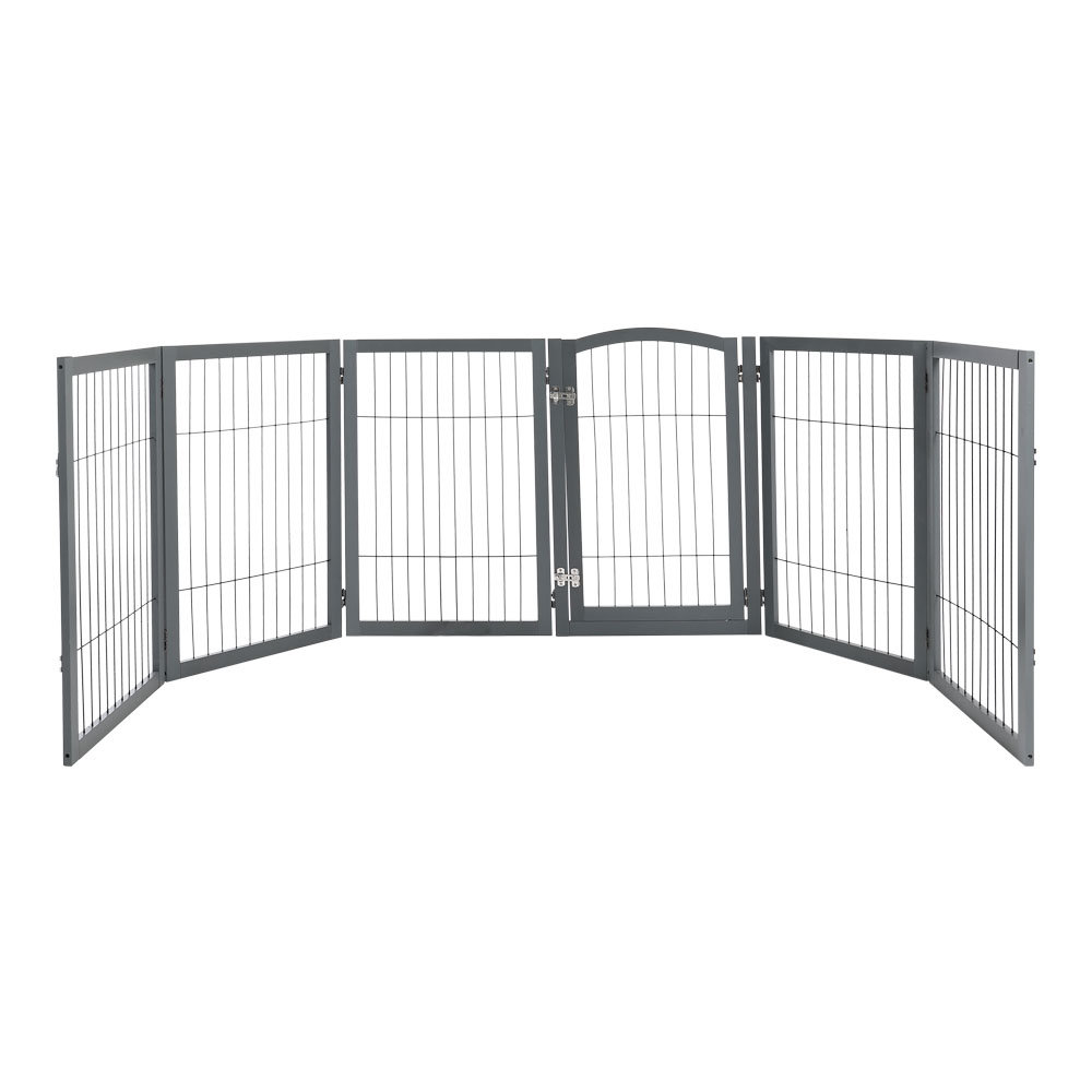 Freestanding Wooden Pet Playpen 6-Panel Grey