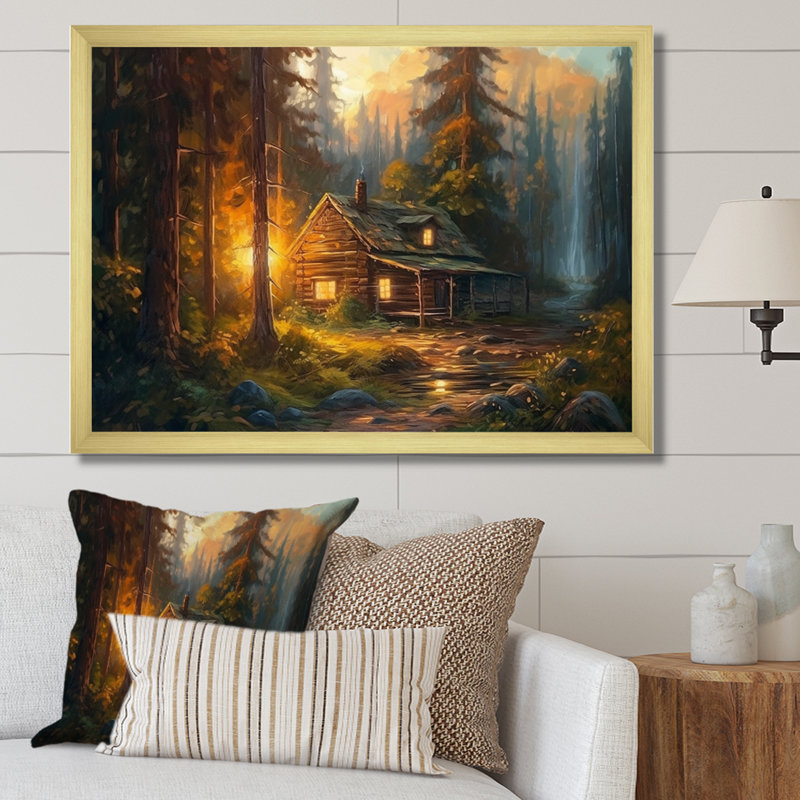 «Knutsford Forest Escape Cabin I», reproduction sur toile, H 12 po x l 20 po x P 1 po, Cadre doré