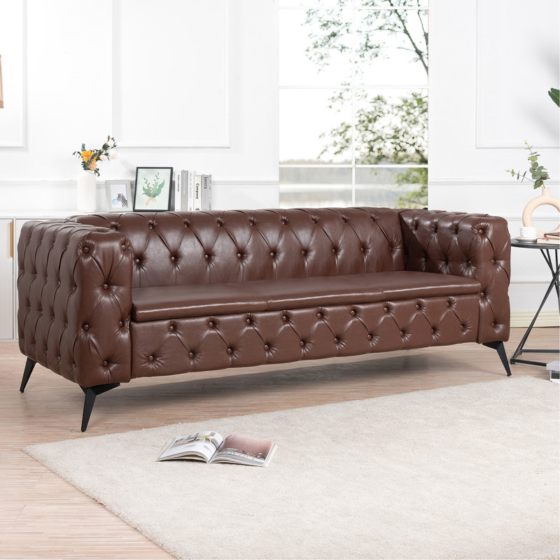 Modern Square Arm 3-Seater Sofa With Detachable Cushion And Stylish Design