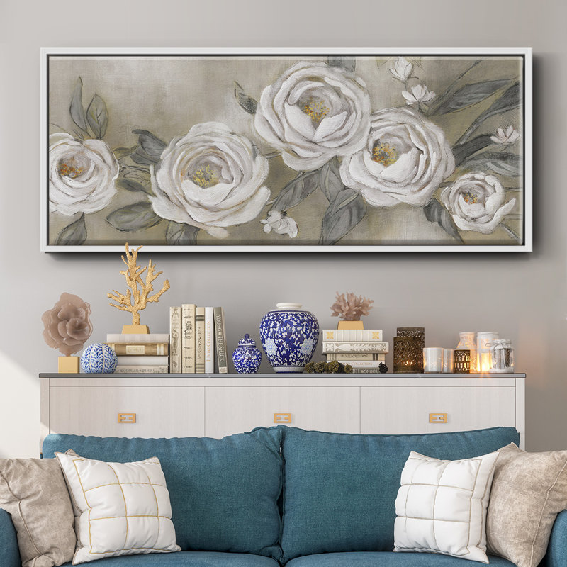 Cottage Roses- Framed Canvas