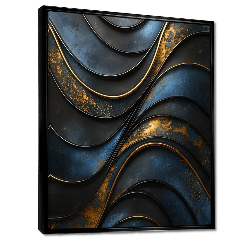 Odina Fractal Aqua Drift Of Marble II - art mural transitionnel, H 20 po x l 12 po, Impression encadrée sans passe-partout