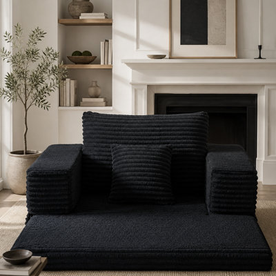 Canapé à une place de 62,4 pouces; une méridienne à une place avec un coussin de dossier et un coussin décoratif; un canapé modulaire avec des compartiments de rangement dans les accoudoirs et les accoudoirs et dossiers amovibles