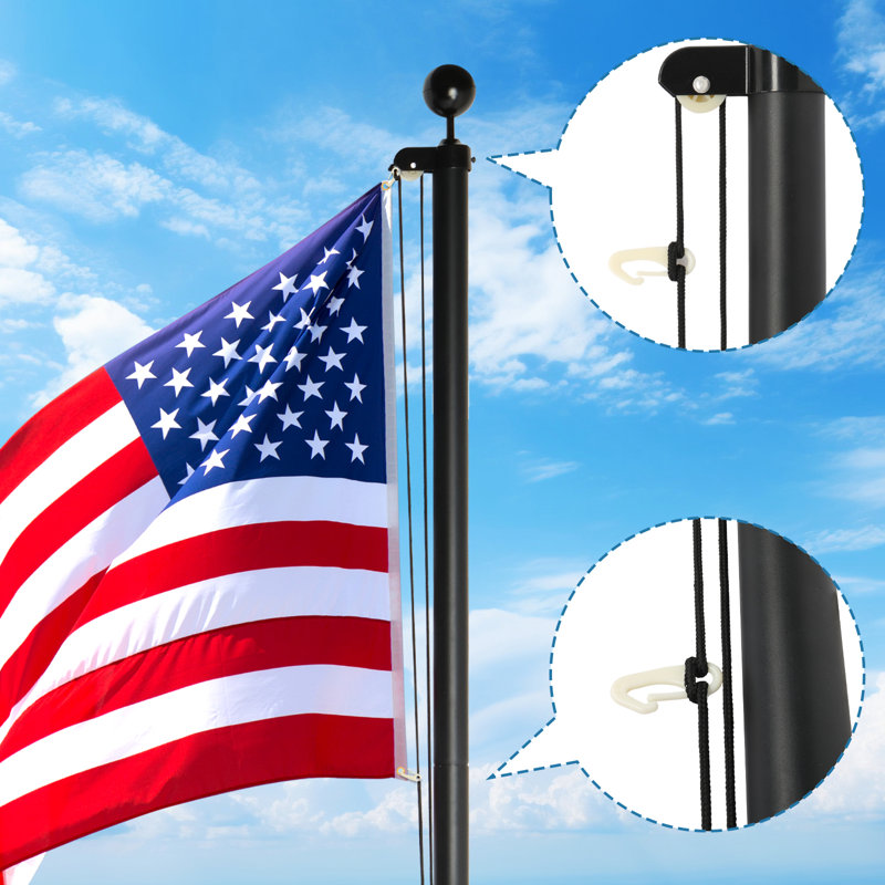 25ft Black Aluminum Alloy Sectional Flag Pole Kit