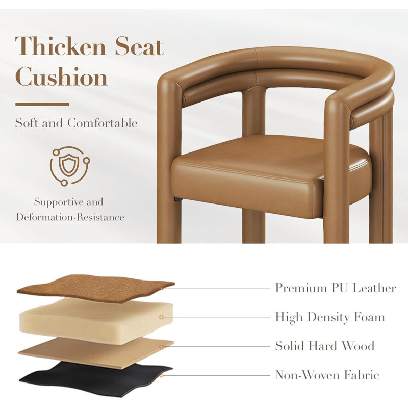 Barrel Dining Chairs Set Of 1 With Armrests – No Assembly, Brown