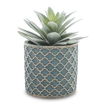 16cm Faux Evergreen Plant in Stone Pot