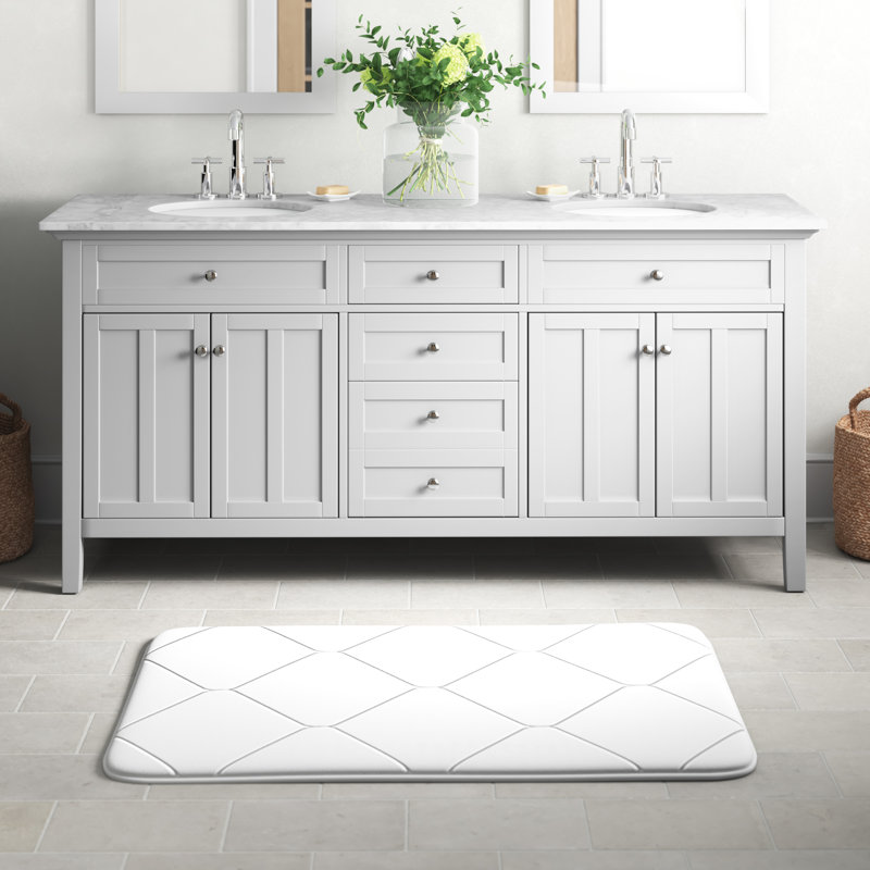 Ain 72'' Double Bathroom Vanity with Marble Top, White