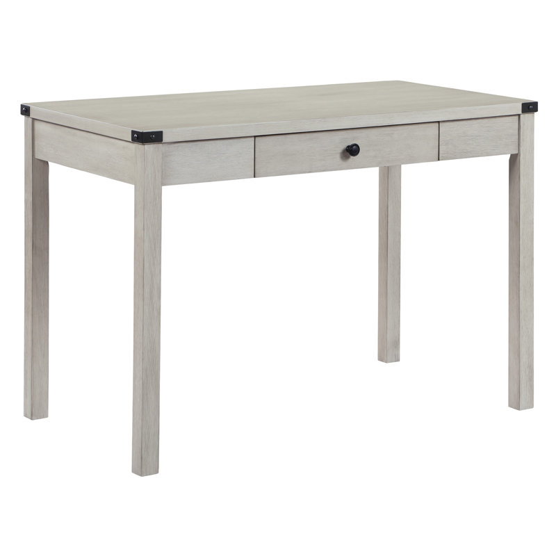 Champagne Oak Wood Writing Desk with Drawer and Keyboard Tray