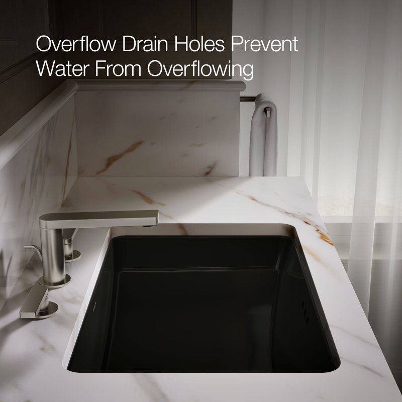 Ladena® Vitreous China Rectangular Undermount Bathroom Sink with Overflow, Black