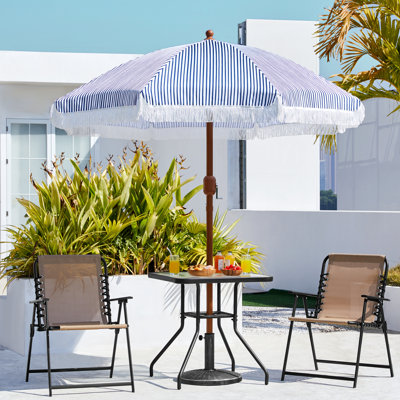 90” Tilt Beach Patio Umbrella with Fringe