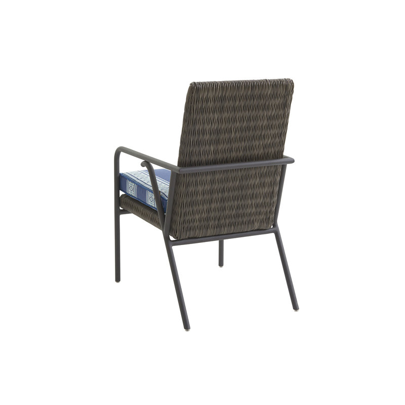 Cypress Point Blue and Gray Wicker Dining Chair with Cushions