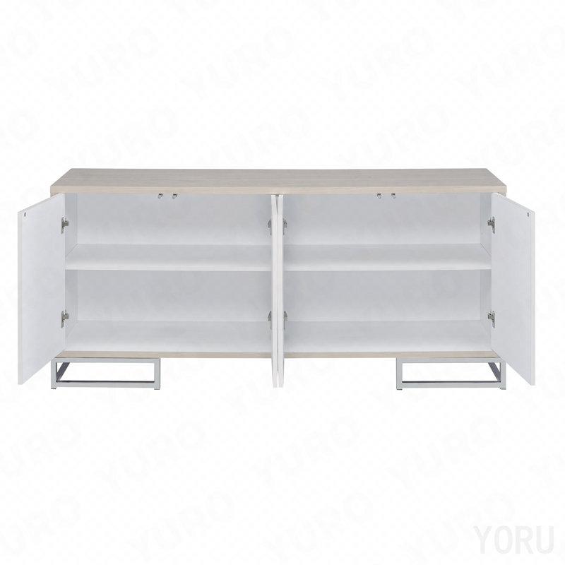 Console Cabinet, Painted for Entryway - Blue Marble/Chrome