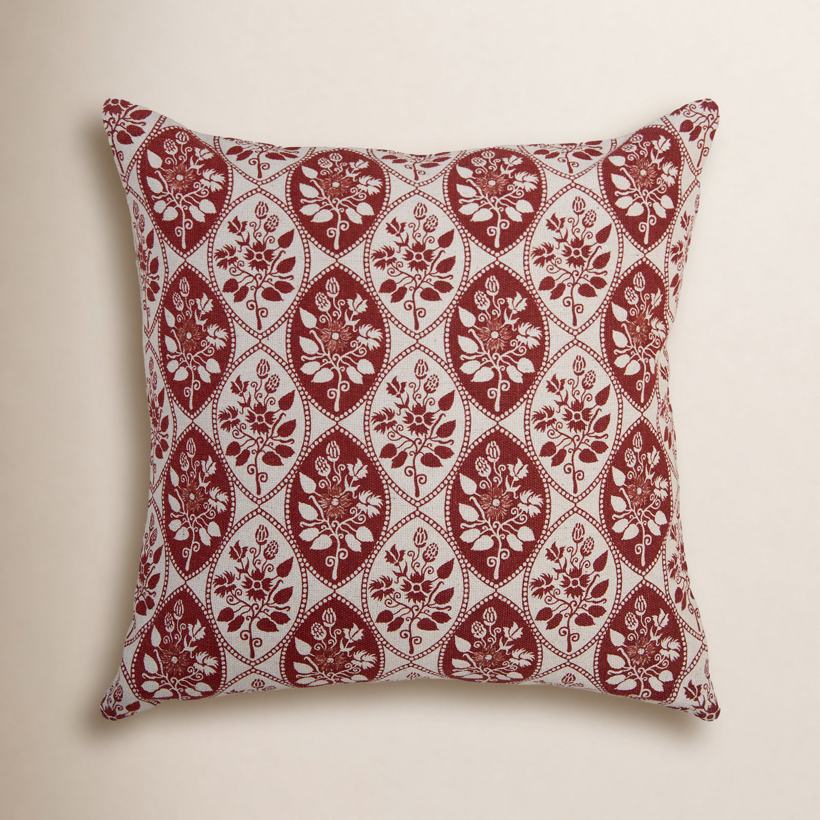 20" x 20" Cotton Throw Pillow, Rust/Natural, Down Blend