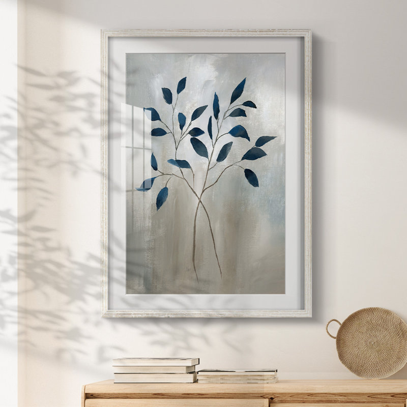 Indigo Foliage I - impression encadrée, H 28,5 po x l 20,5 po, Blanc