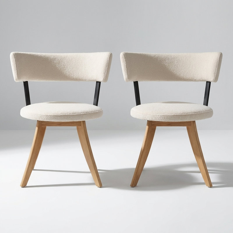 Ensemble de 2 chaises de salle à manger rembourrées avec dossier ergonomique incurvé, base en bois massif robuste et sièges rembourrés confortables