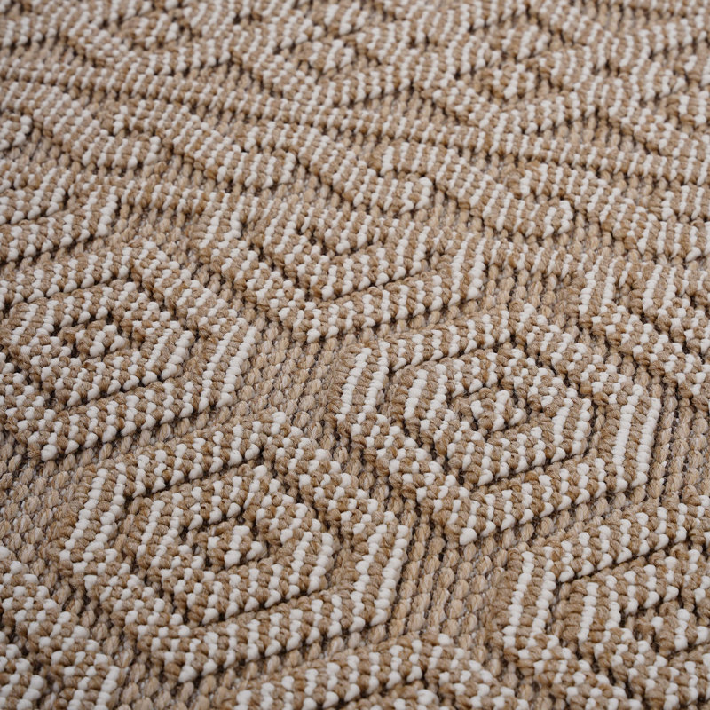 NAAR Guros Collection 5X7 Mocha / Geometric Indoor / Outdoor Area Rug, Rectangle 5'3" x 7'6"