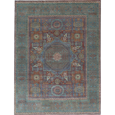 Wool Oriental Area Rug in Rust/Green