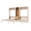 Deux lits simples escamotables avec garde-robe, rangement, 2 tiroirs, économie d'espace, beige et bois