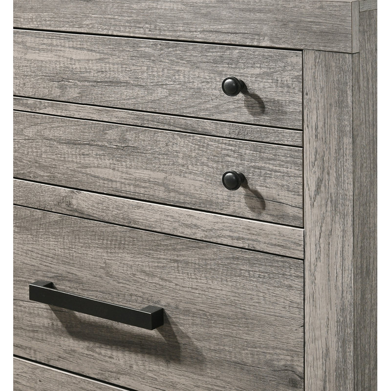 Commode rustique à six tiroirs avec poignées en métal Rustic Charm