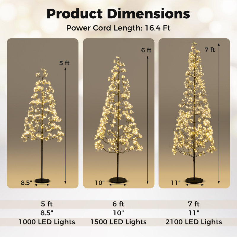 Arbre alpin 5 pi avec 1000 lumières DEL blanches et base lestée pour Noël, H 5 pi