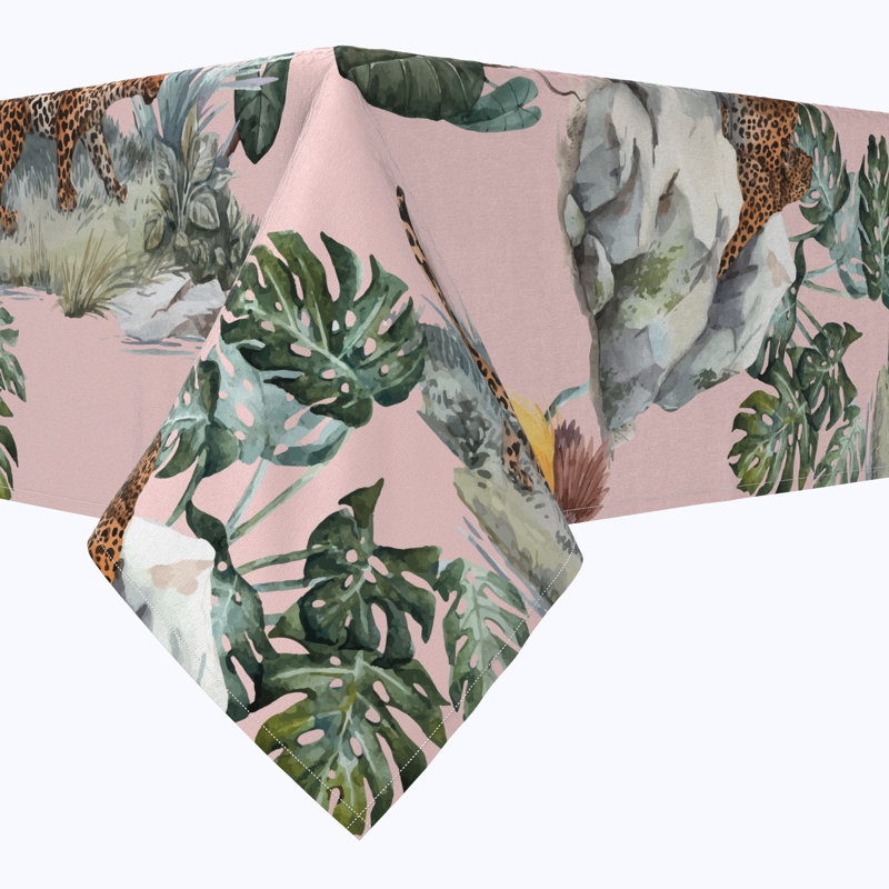 Rectangular Tablecloth, 100% Cotton, Floral 209, 104" x 52"