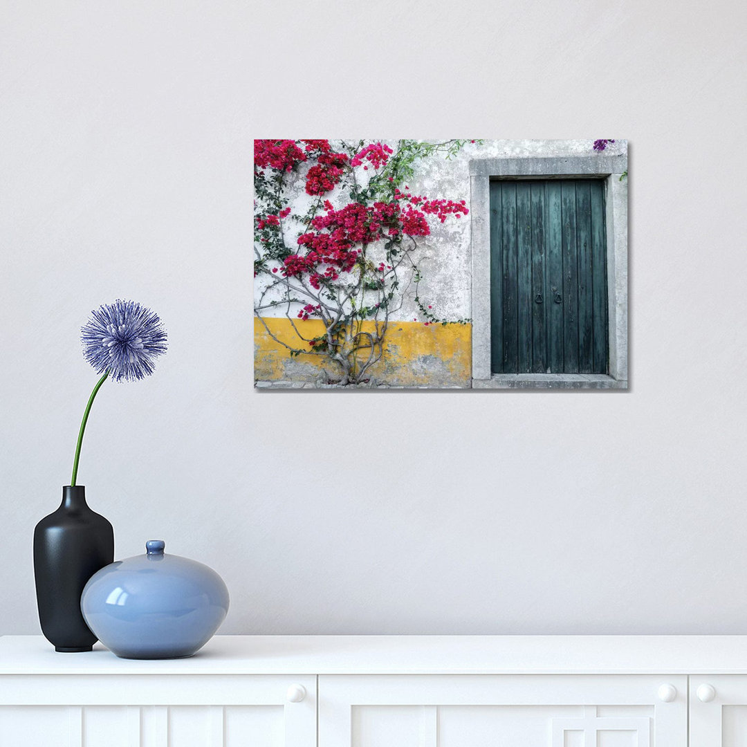 Portugal, Obidos. Beautiful Bougainvillea Blooming In The Town by Julie Eggers - Wrapped Canvas Gallery-Wrapped Canvas Giclée