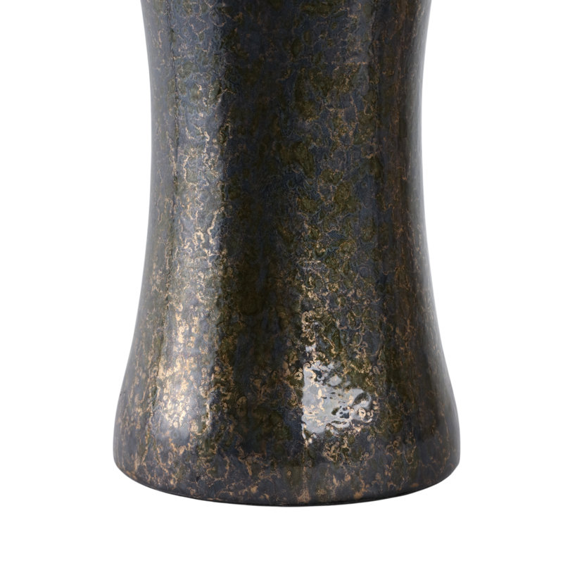 Vase en verre Laynette avec détails sculpturaux en laiton et pierre pour un décor contemporain, H 27 po x l 9 po x P 9 po
